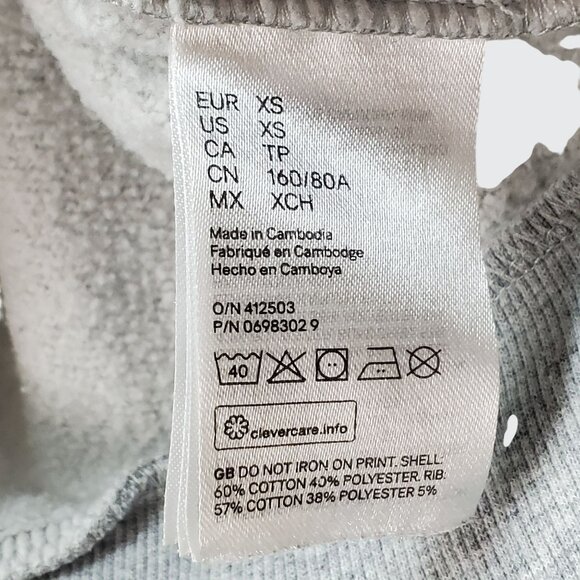 Preowned NASA Logo Gray Hooded Cropped Sweatshirt By H&M Divided XS - Picture 5 of 6